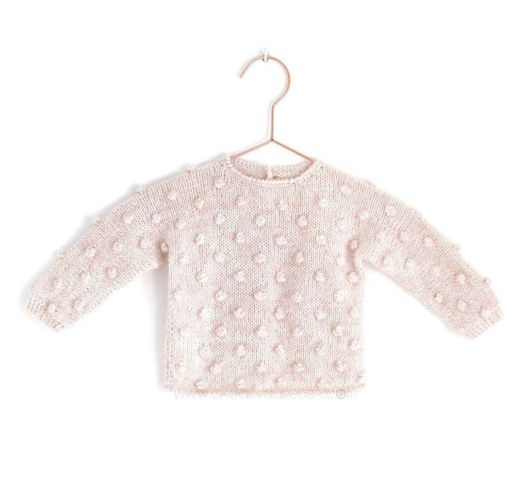 Jersey de punto Popcorn de bebé tejido a dos agujas DIY - Tutorial y patrón