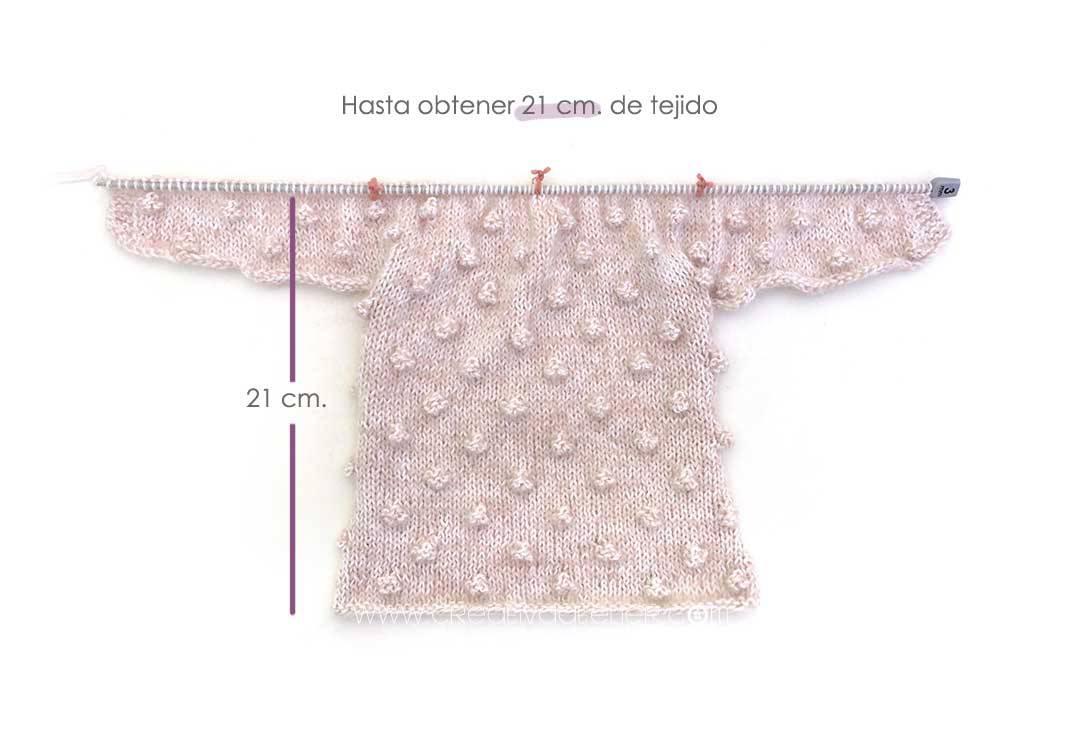 Jersey de punto Popcorn de bebé tejido a dos agujas DIY - Tutorial y patrón