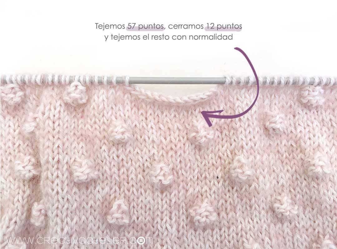 Jersey de punto Popcorn de bebé tejido a dos agujas DIY - Tutorial y patrón