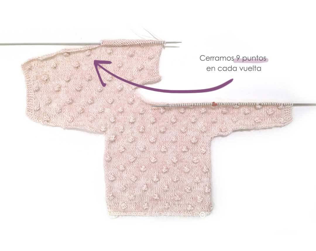 Jersey de punto Popcorn de bebé tejido a dos agujas DIY - Tutorial y patrón