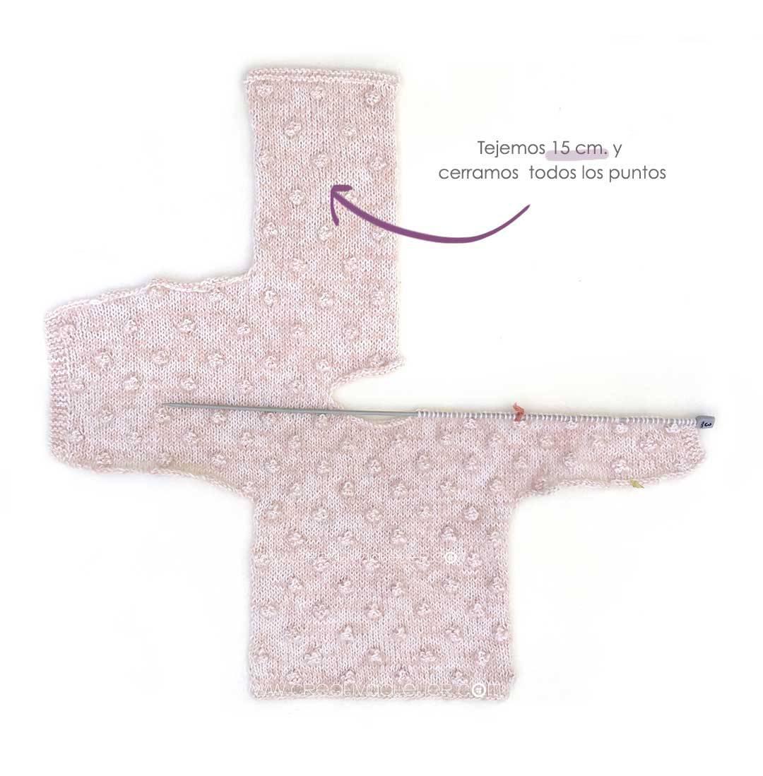 Jersey de punto Popcorn de bebé tejido a dos agujas DIY - Tutorial y patrón