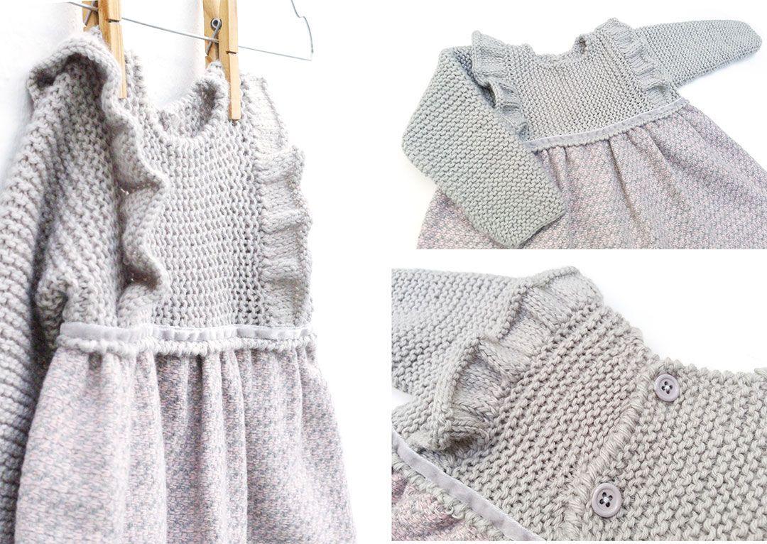 Cómo hacer un vestido de punto y tela combinado de bebé DIY - Tutorial y Patrón