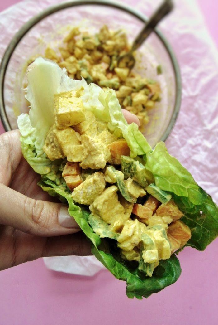 Ensalada de pollo con salsa de curry | ensalada de pollo al curry con manzana