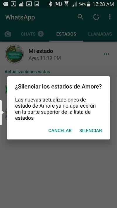 silenciar estados Wasap