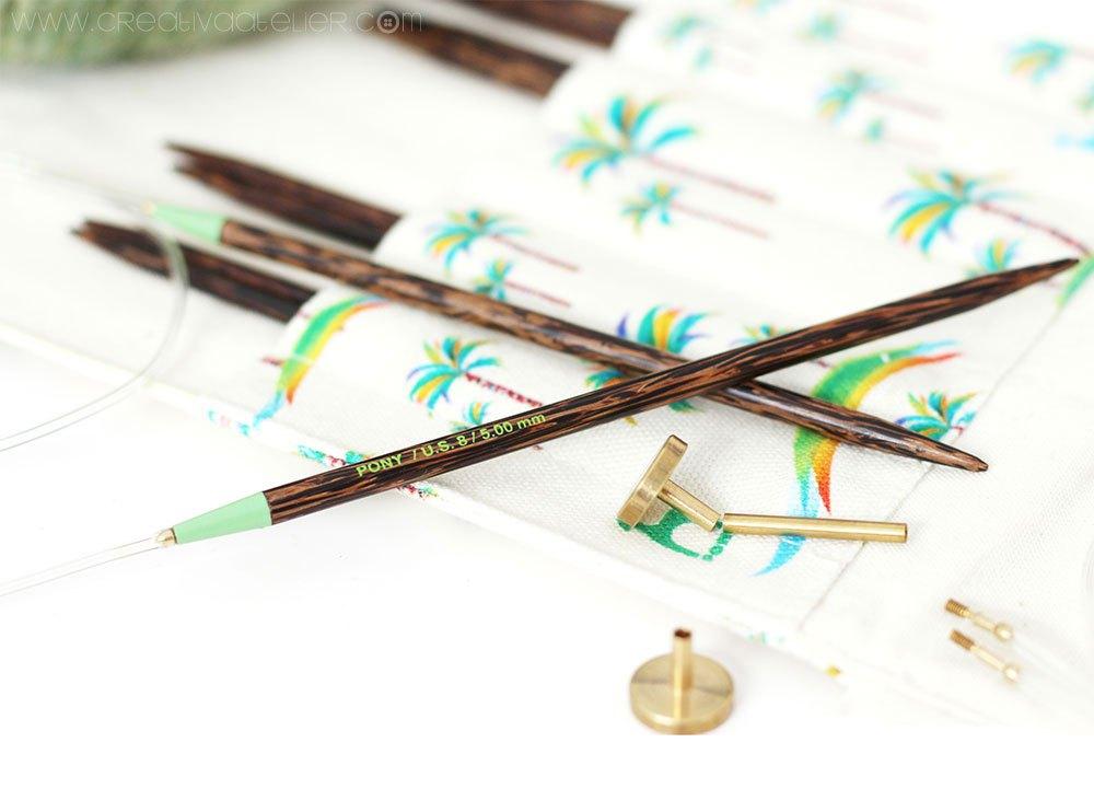 Estuche de agujas circulares intercambiables de palmera Pony