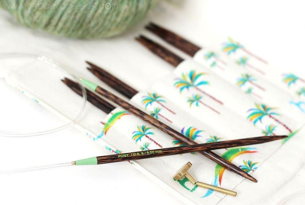 Estuche de agujas circulares intercambiables de palmera Pony