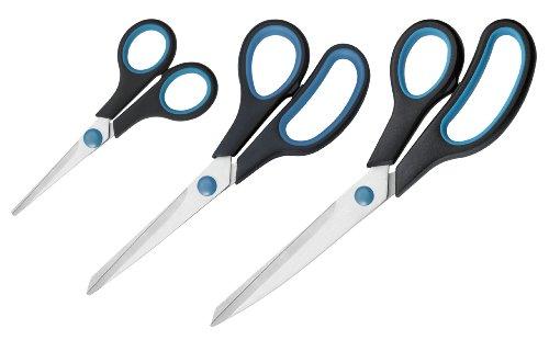 Westcott Fácil agarre suave tijera Grip - Negro / Azul (Set de 3)