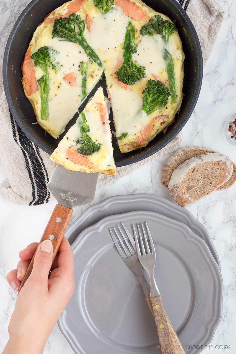receta de frittata de salmón y bimi