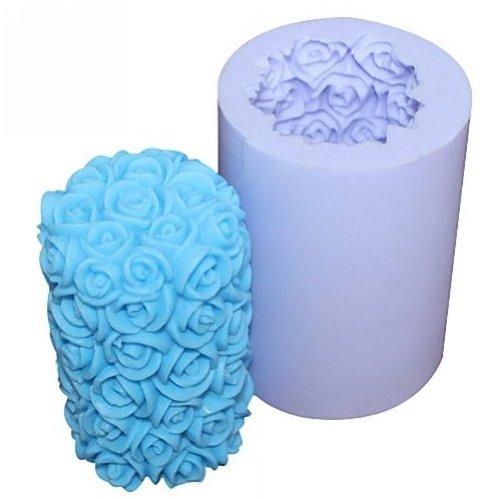 Allforhome(TM) Valentines Day Wedding Rose Cylinder Flower Silicone Candle DIY Mold Handmade Soap moulds Craft Art DIY Moulds 3D Candle Making Mold