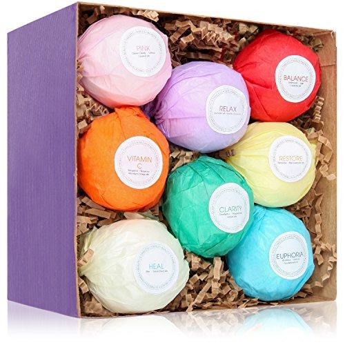 8 USA Made Vegan Bath Bombs Kit - Gift Set Ideas - Gifts For Women, Mom, Girls, Teens, Her - Ultra Lush Spa Fizzies - Gift Ideas - Add to Bath Bubbles, Bath Beads, Bath Pearls & Flakes