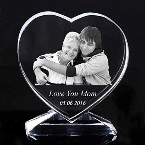 Personalized Custom 2D/3D Laser Photo Engraving Crystal Glass Heart With Stand ,Best Gifts for Wedding and Anniversary