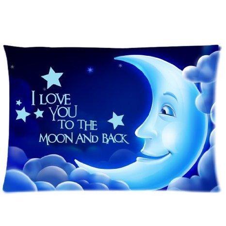 Guse case Cotton "I Love You To The Moon And Back" Throw Pillow Case Sofa Decorative Home Custom Cushion Cover 18 X 18 Inch One Side