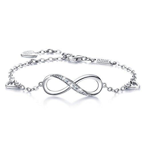 Billie Bijoux Womens 925 Sterling Silver Infinity Endless Love Symbol Charm Adjustable Bracelet