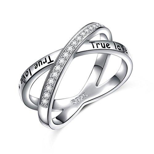 S925 Sterling Silver True Love Waits Infinity Criss Cross Rings for Women Lady (8)