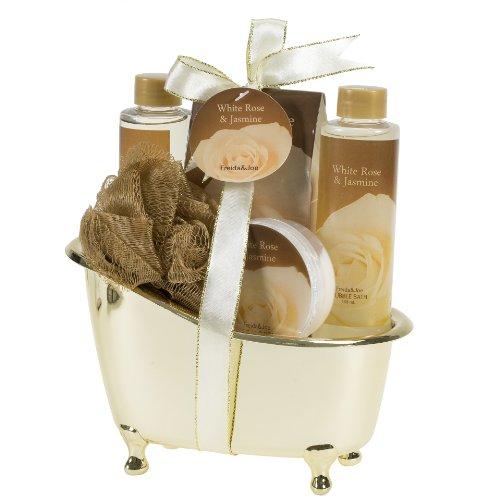 White Rose Jasmine Gold Tub Spa Bath Gift Set