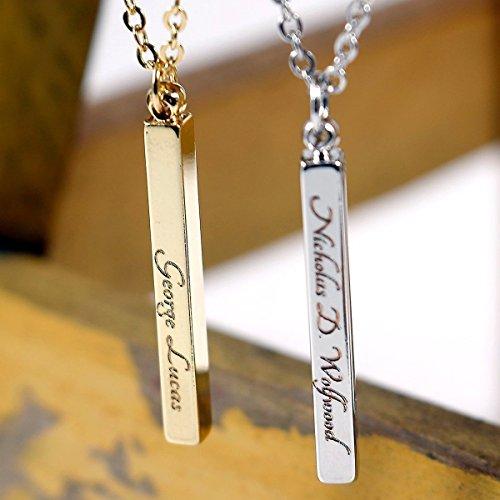 SAME DAY SHIPPING GIFT TIL 2PM CDT Mens Vertical id name Bar Custom Necklace Machine Engraving 16K Gold Silver Rose Gold Plated Personalized Necklace less then 20 Birthday Gift for men