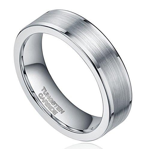 Free Personalized Engraving Silver Tungsten Carbide Ring for Men Women Wedding Band Size 10