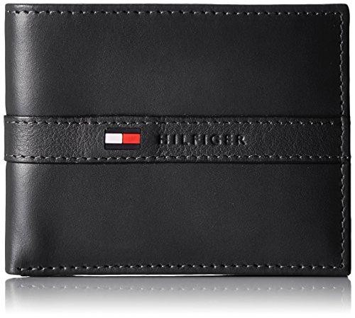 Tommy Hilfiger Mens Ranger Leather Passcase Wallet with Removable Card Holder,Black,One Size