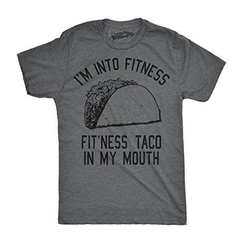 Mens Fitness Taco Funny Gym T Shirt Humorous Mexican Food Tee For Guys (Dark Grey) - XL