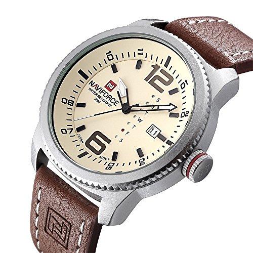 Mens Quartz Military Sports Watches Men Date Clock Man Casual Leather Big dial Wrist Watch N9063S