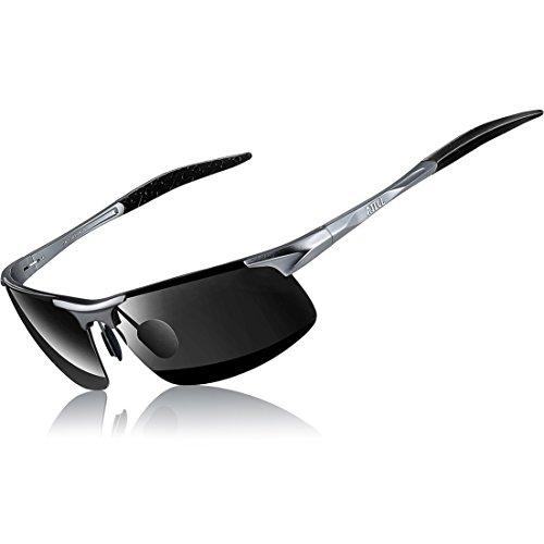 ATTCL Mens HOT Fashion Driving Polarized Sunglasses for Men Al-Mg Metal Frame Ultra Light A-Grey 8177