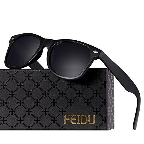 FEIDU Classic Mens Polarized Wayfarer Retro Sunglasses Unisex for Women FD 2149 (Matte Black, 2.08)