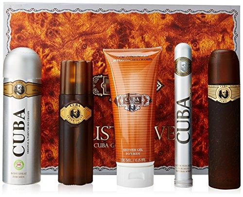 Cuba Gold for Men Gift Set (Eau de Toilette Spray 3.3 Ounce, Eau de Toilette Spray 1.17 Ounce, After Shave, Deodorant Spray, Shower Gel)