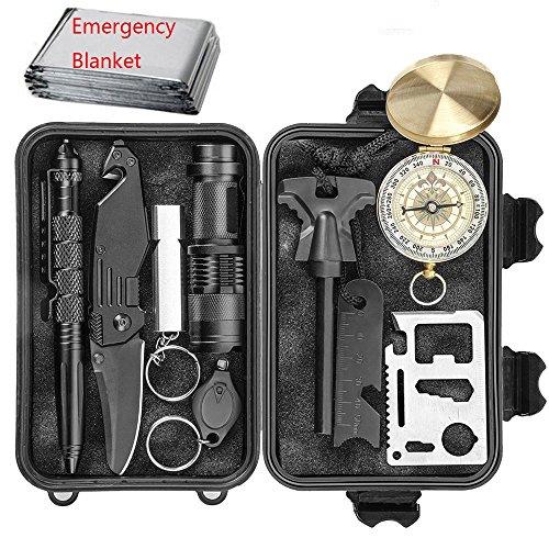 CHANGKU Emergency Survival Kits 11-in-1, Multi Professional Tools Outdoor Gear Kit for Traveling/Hiking/Biking/Climbing/Hunting