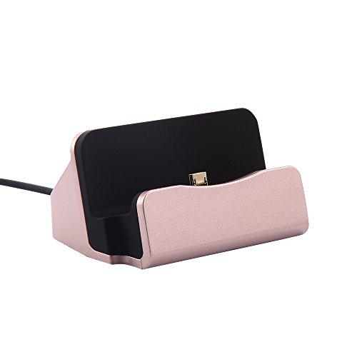 Charger Dock Designed for Samsung Galaxy - iProductsUS Micro USB Charging Dock with Cable, Charge and Sync for Samsung Galaxy S7/S6 Edge, S5, Note 5/4, HTC One, LG G2 and Other Smartphones(Rose Gold)