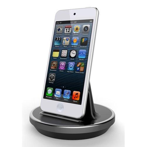 RND Apple Certified Dock for iPhone (10/X/8/8 Plus/7/7 Plus/6/6 Plus/6S /6S Plus/5/5S/5C/SE), iPad (Air/Mini), iPod (works with rugged, dual layer, slim cases, and no cases) (black w/ silver trim)