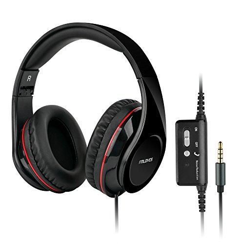 Active Noise Cancelling Over ear Headphones with HI-Fi,20Hours for music time travel and office computer, lightweight air travel -Wired Black from FMLOVES