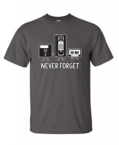 Never Forget Funny Retro Father Day Gifts Music Mens Novelty Funny T Shirt XL Charcoal