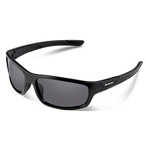 Duduma Polarized Sports Sunglasses for Men Women Baseball Running Cycling Fishing Driving Golf Softball Hiking Sunglasses Unbreakable Frame Du645(Black matte frame with black lens)