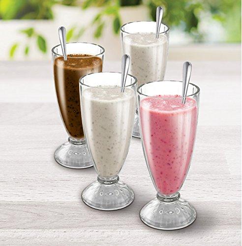 KOVOT Set Of 4 Old Fashioned Soda Glasses And Spoons - (4) 13-Ounce Classic Ice Cream Soda Glasses & (4) Metal Spoons