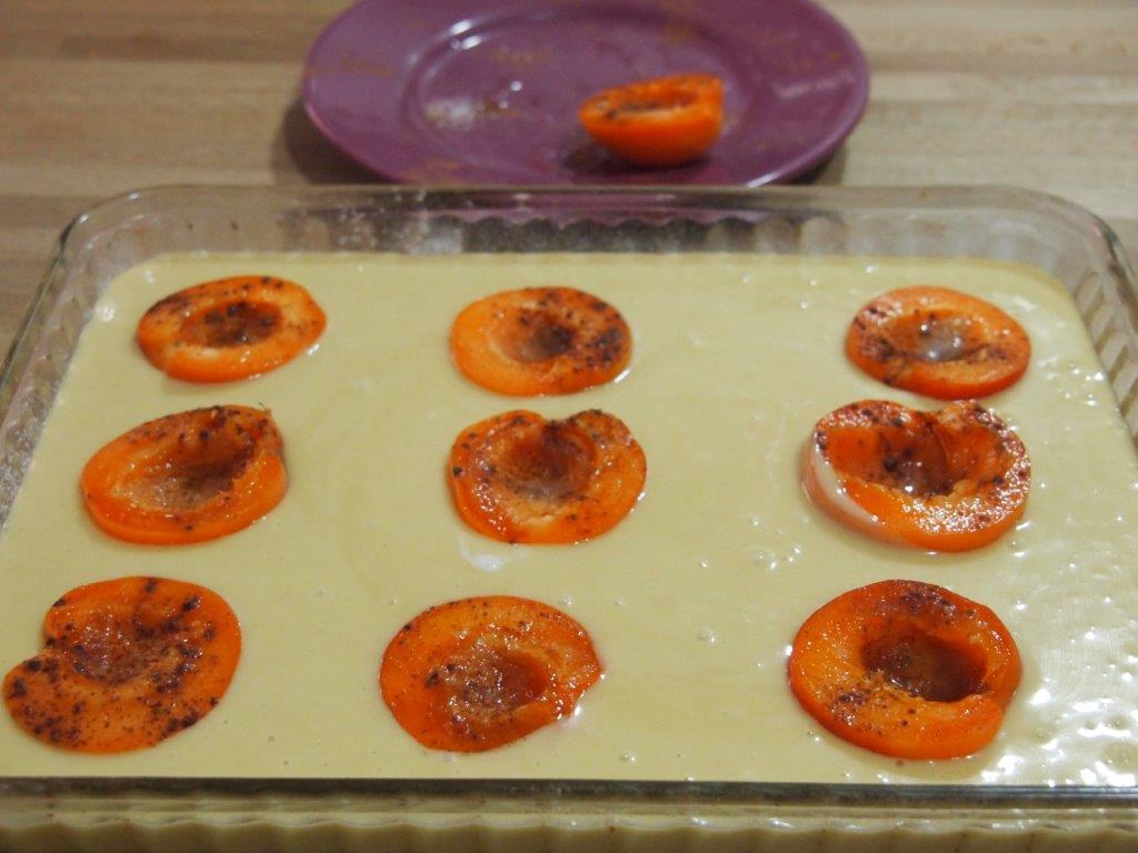 Coca con albaricoques o Coca dalbercoc lista para hornear