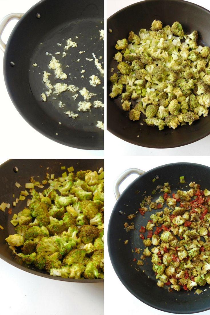 pasta con brocoli y tomates secos | receta facil de pasta con verduras