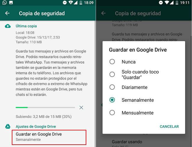 como hacer una copia de seguridad de WhatsApp en Android (Google Drive) o iPhone (iCloud) como realizar un backup en la nube de chats mensajes fotos archivos y videos