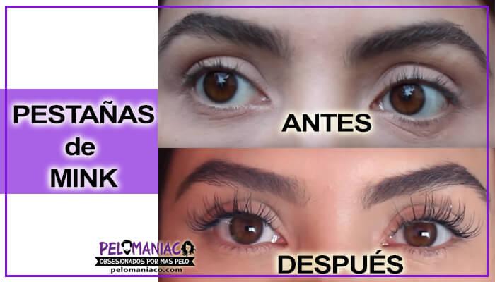 Pestañas de mink antes y despues