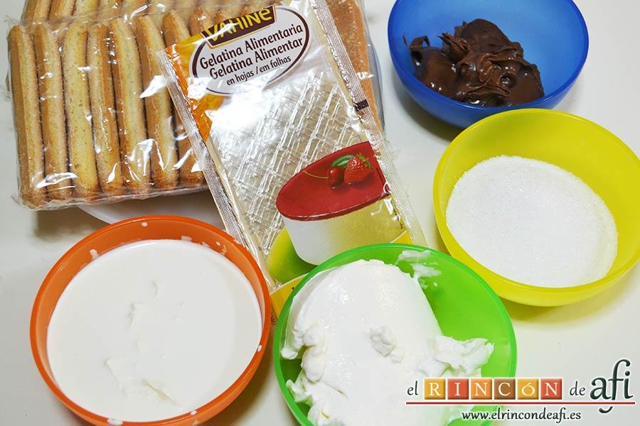 Pastel de soletillas, mascarpone y Nutella, preparar los ingredientes