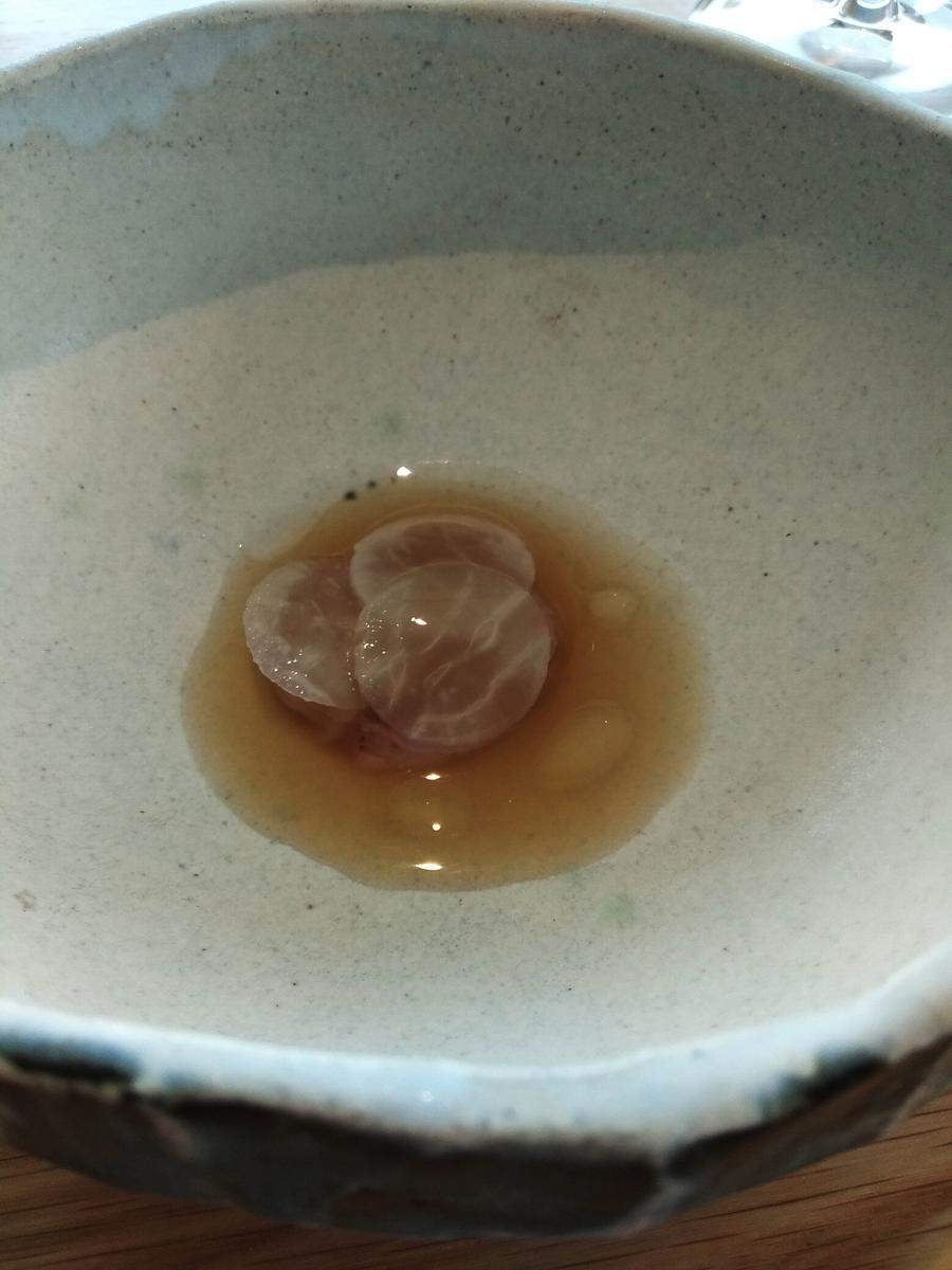 Repollo, Daykon escurtido, Camarón y Humo