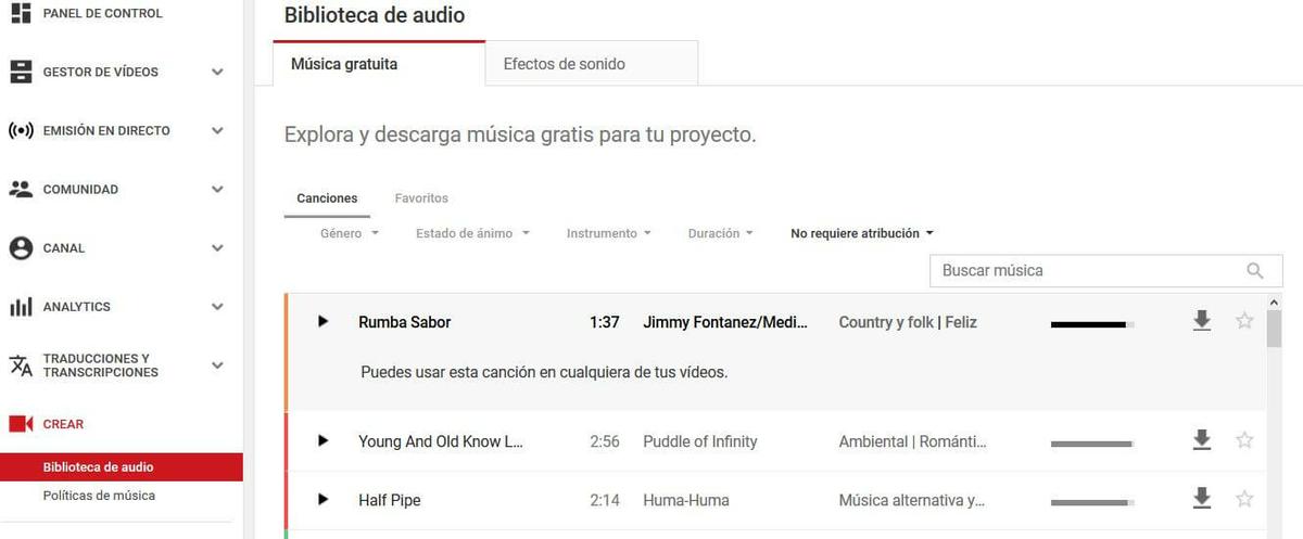 musica sin copiright y sin atribucion youtube