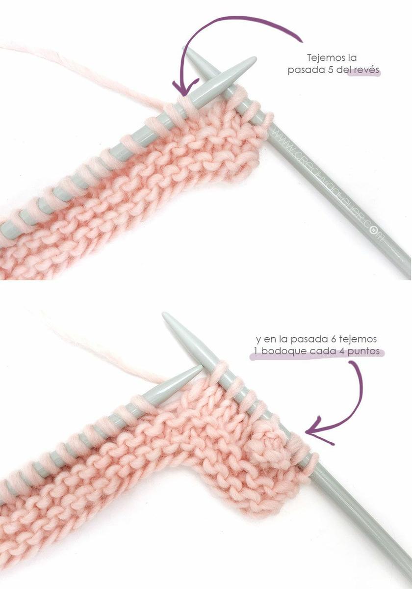 Capota de bebe de punto bobo de lana tejida a dos agujas - Patrón y tutorial DIY