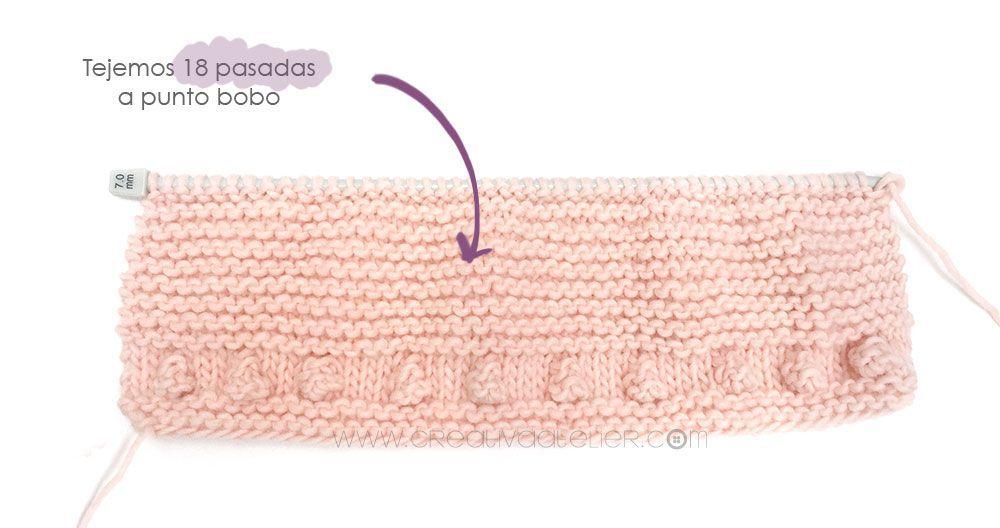 Capota de bebe de punto bobo de lana tejida a dos agujas - Patrón y tutorial DIY