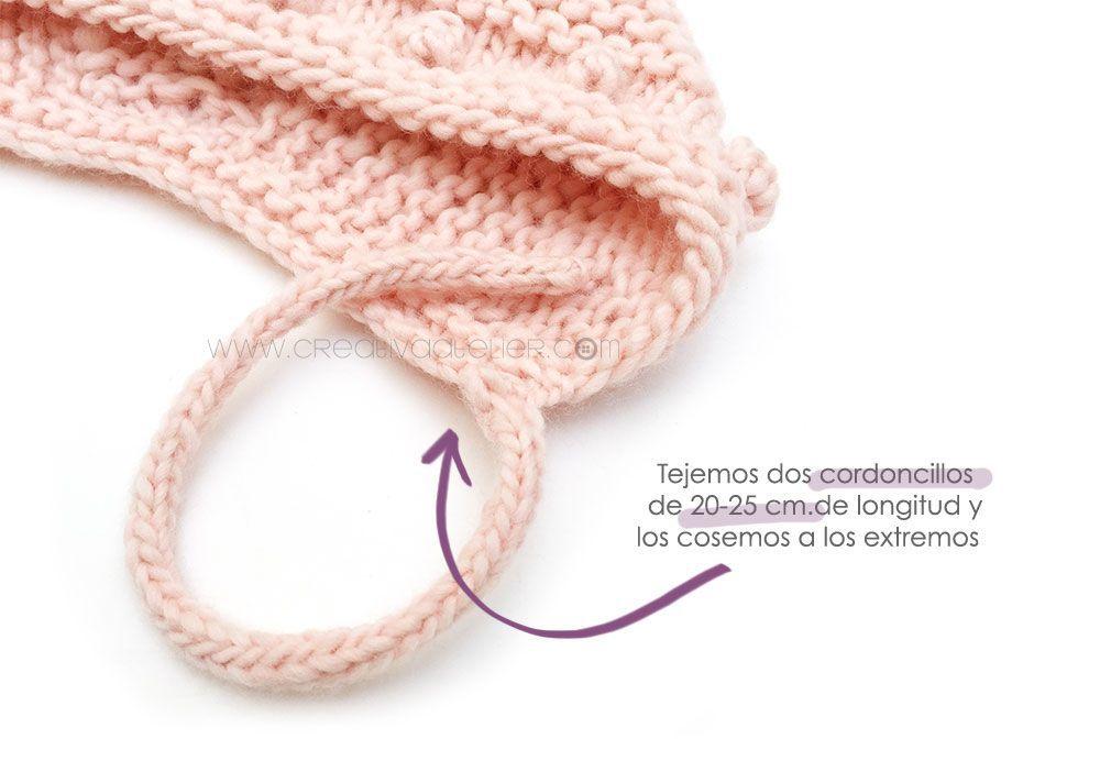 Capota de bebe de punto bobo de lana tejida a dos agujas - Patrón y tutorial DIY