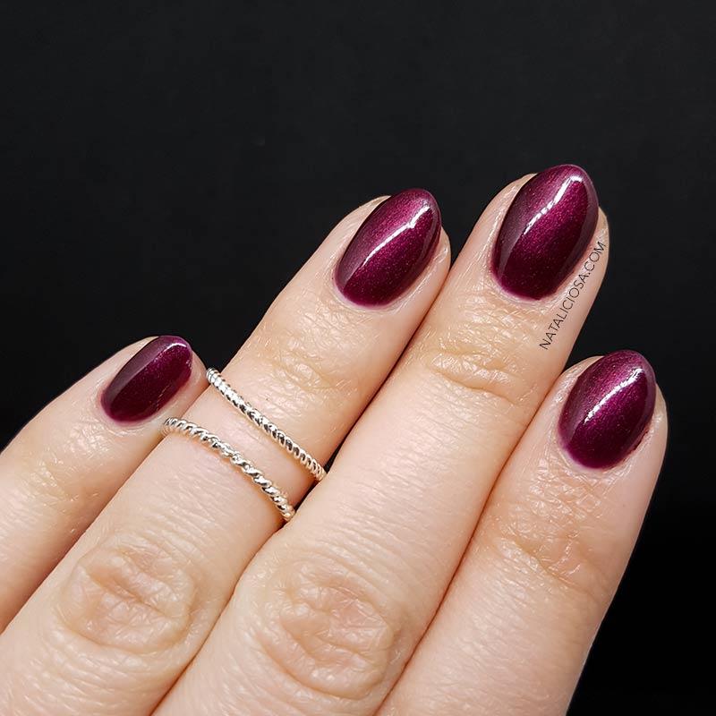 swatches pink gellac 205 burgundy red rojo con brillos elegante para las unas y semipermanente paso a paso