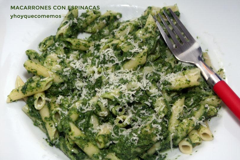 macarrones con espinacas