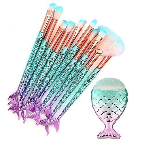 Webueat Makeup Brushes 11PCS Make Up Foundation Eyebrow Eyeliner Blush Cosmetic concealer Brushes(Mermaid colorful)