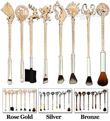 BlingSoul Game Of Thrones Brushes Gifts Merchandise - Daenerys Targaryen Mother Of Dragon Iron Throne Makeup Brush Set (Brush Set (V1) - Rose Gold)