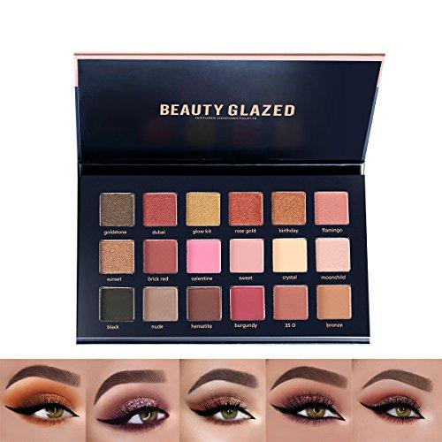 TOPBeauty New Beauty Glzaed 18 Colors Rose Gold Textured Eyeshadow Palette Makeup Contour Metallic Eye Shadow Palette