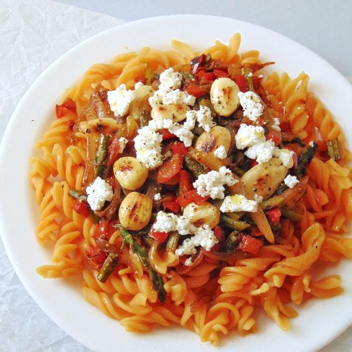 Pasta de lentejas con verduras